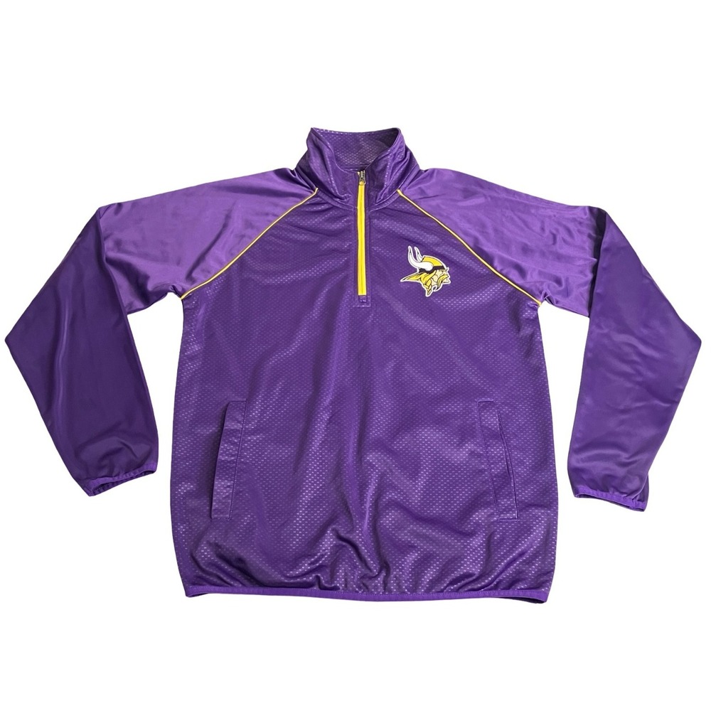 NFL Minnesota Vikings G-III Pullover Mens M Purple 1/4 Zip NFL Mesh Lined Jacket